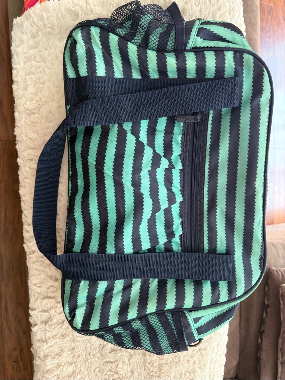 thirty-one Green and Black Striped Duffel Bag